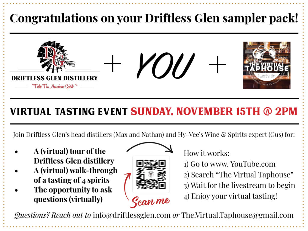 Sampler Box insert with instructions on how to joint the virtual tasting event and what it all entails