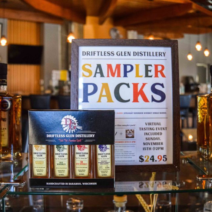 an image of the sampler pack at driftless glen distillery for the virtual tasting event